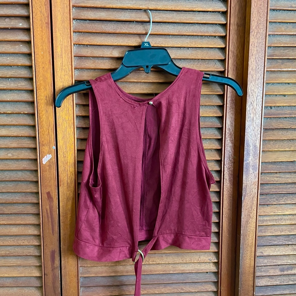 Burgundy Suede Crop Top